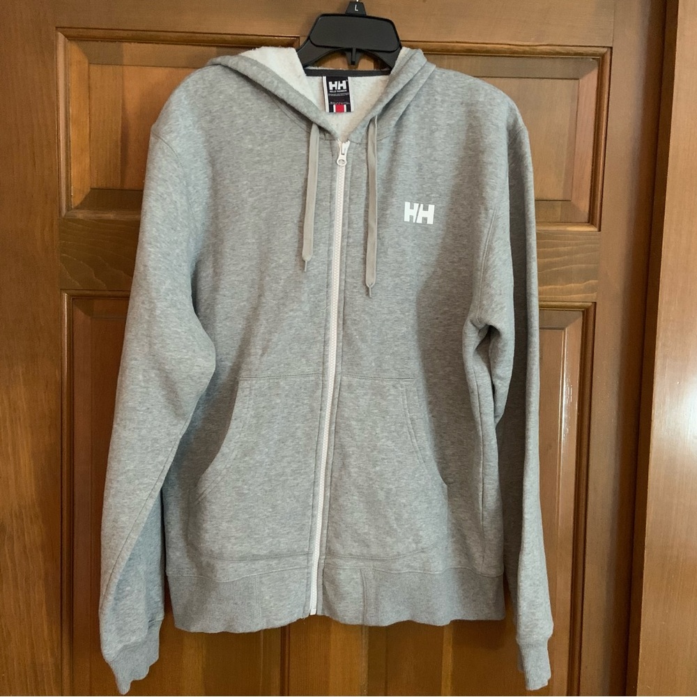 Helly Hansen gray zip up hooded sweatshirt